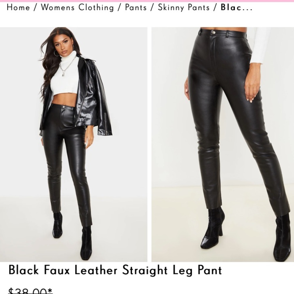Pretty Little Thing Black Skinny Leather Pants